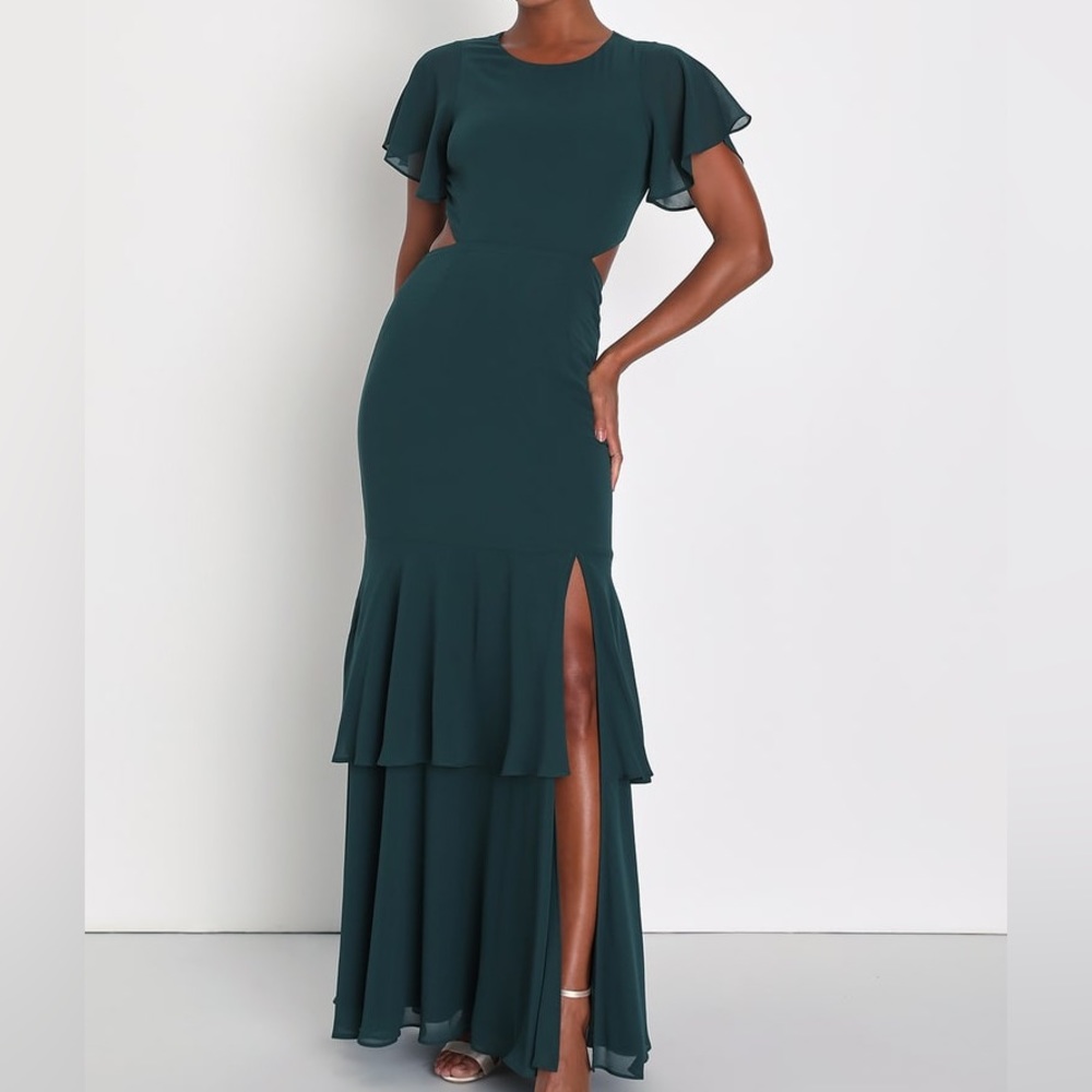 Emerald Green Tiered Cutout Maxi Dress
